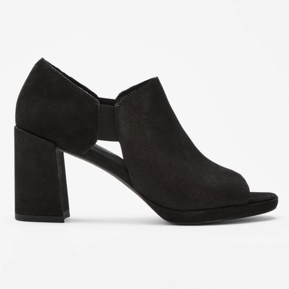 Eileen Fisher Milton Tumbled Nubuck Bootie Sandals Black Women's 6.5